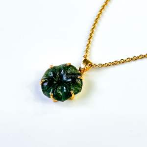 Colgante de flor de ágata musgosa AAA, collar de cristal con flor para mujer, colgante de ágata musgosa tallado a mano, fabricación de joyas - Product Image 3