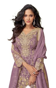 Nuevo Conjunto de 3 Piezas de Verano para Mujer, Estilo Indio-Pakistaní, Satinado, de Secado Rápido, Alta Elasticidad, por Encima de la Rodilla, Sharara Salwar Kameez - Product Image 2