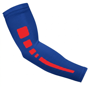 Blue Cycling <b>Arm</b> <b>Sleeve</b> With Red Geometric Print Anti-Uv Protection Unisex Adult Size - Product Image 1