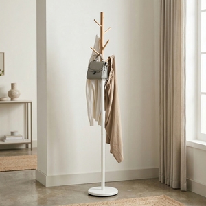 Modern Freestanding Wooden Coat <b>Rack</b> With 6 Hooks Scandinavian Design Stable Base For Entryway Home Furniture - Product Image 6