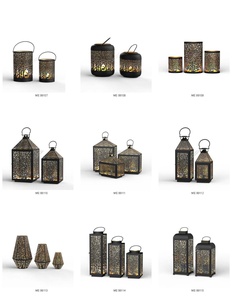 Lanternes suspendues au design vintage, artisanat, avec poignée, décoration de Noël, porte-bougie en fer, articles de décoration pour la maison - Product Image 6