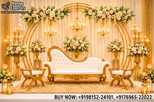 Fabricante y Exportador de Conjuntos de Sofás de Madera Tallada Estilo Italiano para Parejas de Novios, Muebles de Lujo para Eventos - Product Image 4
