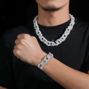 Collier en diamant de laboratoire de qualité supérieure en argent sterling 925 avec micro-incrustation de diamants ronds taille brillant, style hip-hop pour tous - Product Image 6