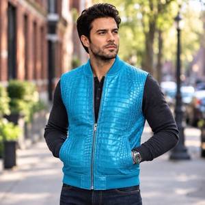 Chaleco de Cuero Repujado para Hombre, Estilo Motero, para Motociclista, Otoño, Transpirable, Resistente al Viento - Product Image 5