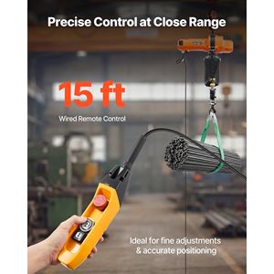 Palans électriques à chaîne de 2200 lb, hauteur de levage de 20 pieds, 120 V monophasé, grue suspendue, télécommande filaire de 15 pieds, modèle G100 Cha - Product Image 4