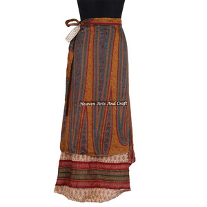 Falda cruzada sexy de última moda para mujer 2026 / Falda larga cruzada de seda. Mayorista de faldas cruzadas tipo sari vintage únicas. - Product Image 5