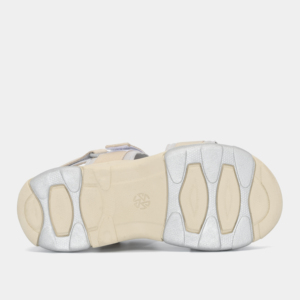 Sandales plates beige-gris pour femmes, style girly, à bout ouvert avec sangle élastique et sangle en nylon résistante - Product Image 3