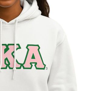 Sudadera con Capucha Blanca con Gráfico de Letras Verdes y Rosas, Manga Larga, Felpa de Algodón, Bolsillo Canguro, Ropa Casual - Product Image 4