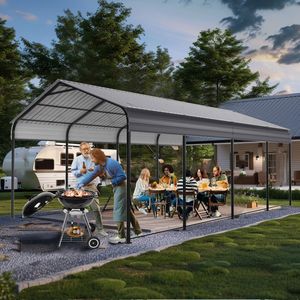 Nouveau Produit Vidéo : Abri de Voiture / Garage en Acier Galvanisé Robuste 12x20 FT – Auvent Métallique pour Voitures et Véhicules - Product Image 5