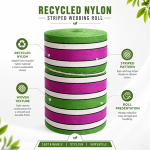 Rollo de Tela de Nylon Reciclado 100% con Rayas, Ecológico, Multicolor, Tejido, Laminado con PVC, Cinta de Peso Medio para Bolsos y Cinturones - Product Image 6