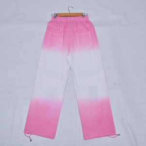 Gradient Color Wide Leg <b>Pants</b> Women Casual Loose Fit Drawstring Rhinestone Full Length Knitted Breathable <b>Summer</b> <b>Pants</b> Pockets - Product Image 2