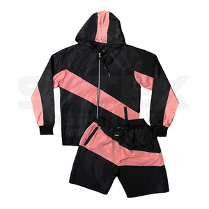 Conjunto Deportivo de 2 Piezas para Hombre, Estilo Vintage, Chaqueta Cortavientos Holgada de Nailon y Pantalones Cortos, Ropa Deportiva - Product Image 1
