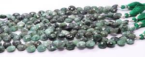 Cuentas de esmeralda natural facetadas en forma de corazón de 10-11 mm, cuentas de piedras preciosas de esmeralda de 8 pulgadas, cuentas de esmeralda sueltas en forma de corazón para joyería - Product Image 4