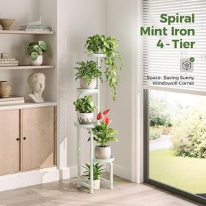 Support à plantes moderne en métal avec 5 niveaux circulaires pour plantes vertes et fleurs d'intérieur, finition thermolaquée - Product Image 4