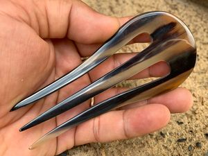 Horquilla para el Cabello Hecha a Mano con Cuerno de Búfalo, Forma Natural, Pulida, Imitación Antigua, Artesanía Duradera - Product Image 5