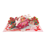 Kartu Ucapan Valentine Buatan Tangan dengan Amplop, Kartu Pop Up 3D Desain Cinta dan Hati untuk Pasangan di Hari Valentine