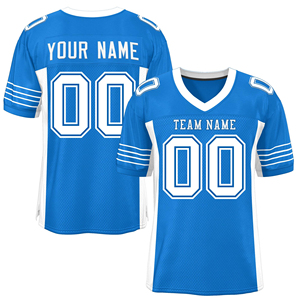 Custom American Football Jersey Men Black White Mesh V-Neck Short Sleeve Breathable Sublimated Print Team <b>Name</b> Number - Product Image 6