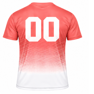 Coral and <b>White</b> Gradient Sublimation <b>T</b> <b>Shirt</b> Men Short Sleeve Crew Neck Custom Printed Sports Training Performance Athletic - Product Image 2