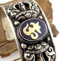 Bracelets religieux pour hommes en alliage de cuivre plaqué argent avec mantra tibétain de la paix, taille réglable, cadeau religieux - Product Image 5