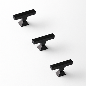 Matte Black Zinc Alloy T <b>Bar</b> Drawer <b>Pull</b> Geometric Cabinet Handle Contemporary Furniture Hardware Durable Dresser Wardrobe - Product Image 1
