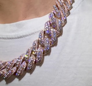 <b>Iced</b> <b>Out</b> Rose Gold <b>Chain</b> Emerald Cut Moissanite Cuban Link <b>Chain</b> Mens Hip Hop <b>Chain</b> - Product Image 4