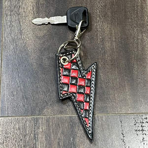 Nuevo Llavero de Cuero Vacuno con Diseño a Cuadros y Rayo, Hecho a Mano, con Patrón a Cuadros, Accesorio de Moda - Product Image 4