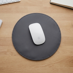 Premium Navy Blue Genuine Cowhide Leather Round <b>Mouse</b> <b>Pad</b> Circular Desktop Cover Stitched Edges Luxury Office <b>Desk</b> Protector - Product Image 1
