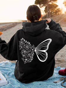 Sudaderas con Capucha para Mujer, Nueva Calidad, Diseño Creativo con Mariposas y Letras, Tendencia de Moda, Sudadera Casual HipHop - Product Image 3