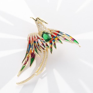 Broche de Pájaro Esmaltado de Plata 925 con Alas de Rubí Creado en Laboratorio, Pin de Solapa, Joyería de Pluma, Regalo para Mujer L - Product Image 5
