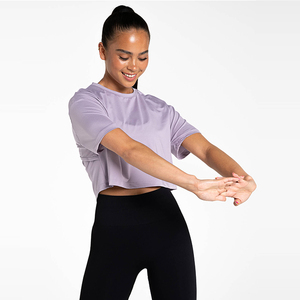 เสื้อครอปท็อปผ้าฝ้ายอัดแน่น แห้งเร็ว ทรงเข้ารูป น้ำหนักเบา สำหรับออกกำลังกายและวิ่งสำหรับผู้หญิง รุ่นใหม่ล่าสุดประจำฤดูร้อน - Product Image 5