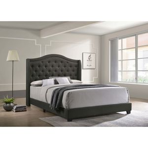 Lit Queen Size Gris Cuivre avec Tête de Lit Capitonnée, Confort et Style Assurés - Product Image 1