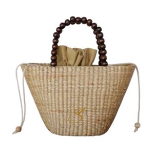 Sac en paille de jacinthe d'eau fait main : Sac à main écologique perlé - Product Image 2