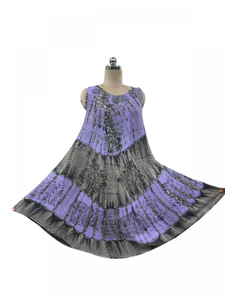 Robe décontractée d'été pour femme en mousseline de rayonne sans manches, longueur midi, à motifs floraux, respirante, écologique et lavable - Artisanat Rawat - Product Image 1