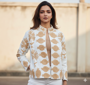 Chaqueta de Mujer, de Algodón, con Bordado Suzani, Diseño Floral, Ecológica, para Otoño e Invierno - Product Image 1