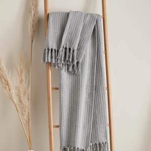 Manta Decorativa de Algodón 100% Tejida a Rayas para Sofá y Cama, Manta de Algodón Tejida a Mano con Rayas, Manta Decorativa para Sofá - Product Image 2