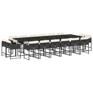 Juego de 16 Muebles de Jardín Plegables de Ratán Sintético Negro, Muebles de Patio Grandes - Product Image 2