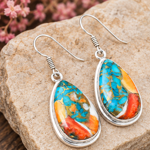Pendientes de Lágrima de Turquesa y Cobre Oyster, Pendientes de Plata de Ley 925, Joyería Vintage Hecha a Mano, Regalo para Niñas y Mujeres - Product Image 2