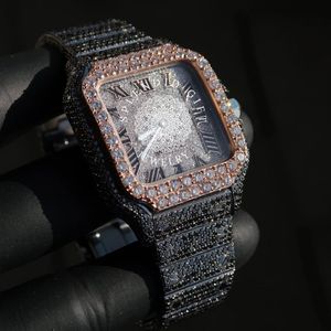Reloj de Lujo con Diamantes, Caja Cuadrada, Esfera Analógica con Números Romanos, Cristal de Zafiro, Cierre Desplegable, para Hombre, 28 mm, Movimiento de Cuarzo ETA - Product Image 4