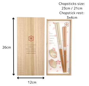 Premium 2 Pairs Japanese Eco-Friendly Square Chopsticks Luxury <b>Presents</b> Gift Set with Chopstick Rest Flower Design - Product Image 2