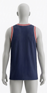 Débardeur en maille bleu marine pour homme, col rond, sans manches, respirant, vêtements de basketball, coupe classique, toutes saisons, 100% polyester - Product Image 2