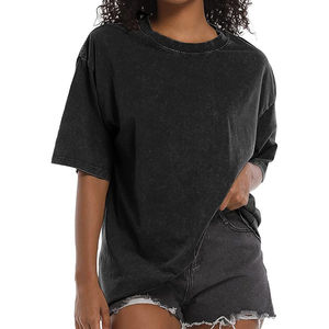 T-shirt unisexe vintage de luxe 100 % coton pour femme, personnalisable, effet délavé, coupe oversize, délavage acide, prix abordable, OEM - Product Image 1