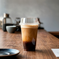 Gobelet en plastique transparent 12-22oz PP avec couvercle pour café glacé, thé à emporter, gobelet à boisson en forme de U
