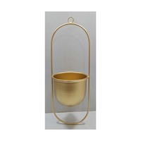 Pot Bunga Gantung Dinding Bulat Modern dari Besi Cor Berlapis Emas, Ringan, Tahan Lama, untuk Dekorasi Rumah & Taman (Indoor/Outdoor)