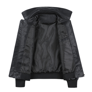 Hot Selling Stylish Black PU Leather <b>Jacket</b> XL Size Retro Zippered Closure Pattern Decoration Custom Wholesale - Product Image 1
