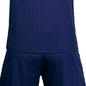 Ensemble short et maillot de football pour homme, col en V, bleu marine, manches courtes, tissu respirant, imprimé géométrique, polyester, coupe athlétique, toutes saisons - Product Image 6