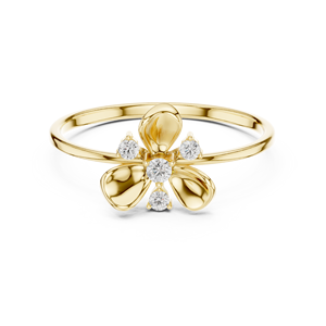 Anillos de oro macizo de 14k para mujer con diamantes de corte redondo minimalistas en forma de flor de Aries Jewel para compromiso, aniversario y boda. - Product Image 1
