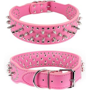 Collier réglable en cuir clouté pour chien et chat pour petites et grandes races Accessoire de pit-bull respectueux des animaux de compagnie avec rivets - Product Image 3