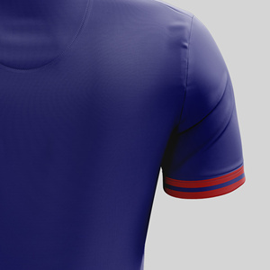 Men's Blue Red White Striped Printed Lightweight Sublimated for Shirt Short Sleeve Moisture Wicking Regular Fit <b>Soccer</b> - Product Image 5
