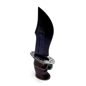 Cuchillo de Caza de Acero de Damasco, Hoja Fija, Mango de Madera, Punta Caída, Grado Industrial, Uso en Exteriores - Product Image 4