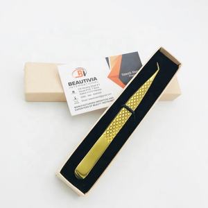 แหนบต่อขนตามุมที่ทำจากสเตนเลส45องศาใช้สำหรับต่อขนตาปลายแหลมเคลือบทองโลโก้ตามสั่ง - Product Image 1